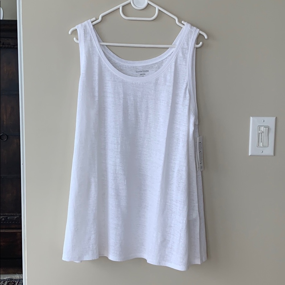 Eileen fisher white linen system tank